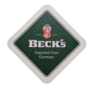 Becks Beer Coaster‎ Imported From Germany Barware Pub Memorabilia Green White